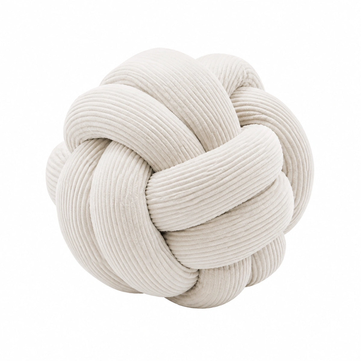 Cuscino decorativo annodato 30 cm in velluto a coste avorio morbido