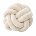 Cuscino decorativo rotondo 30 cm in tessuto bouclé avorio - annodato per divano e letto