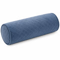 Cuscino cilindrico 20 x 50 cm in tessuto blu trapuntato per sostegno decorativo