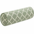 Cuscino cilindrico 15 x 50 cm in tessuto verde salvia con motivo geometrico decorativo