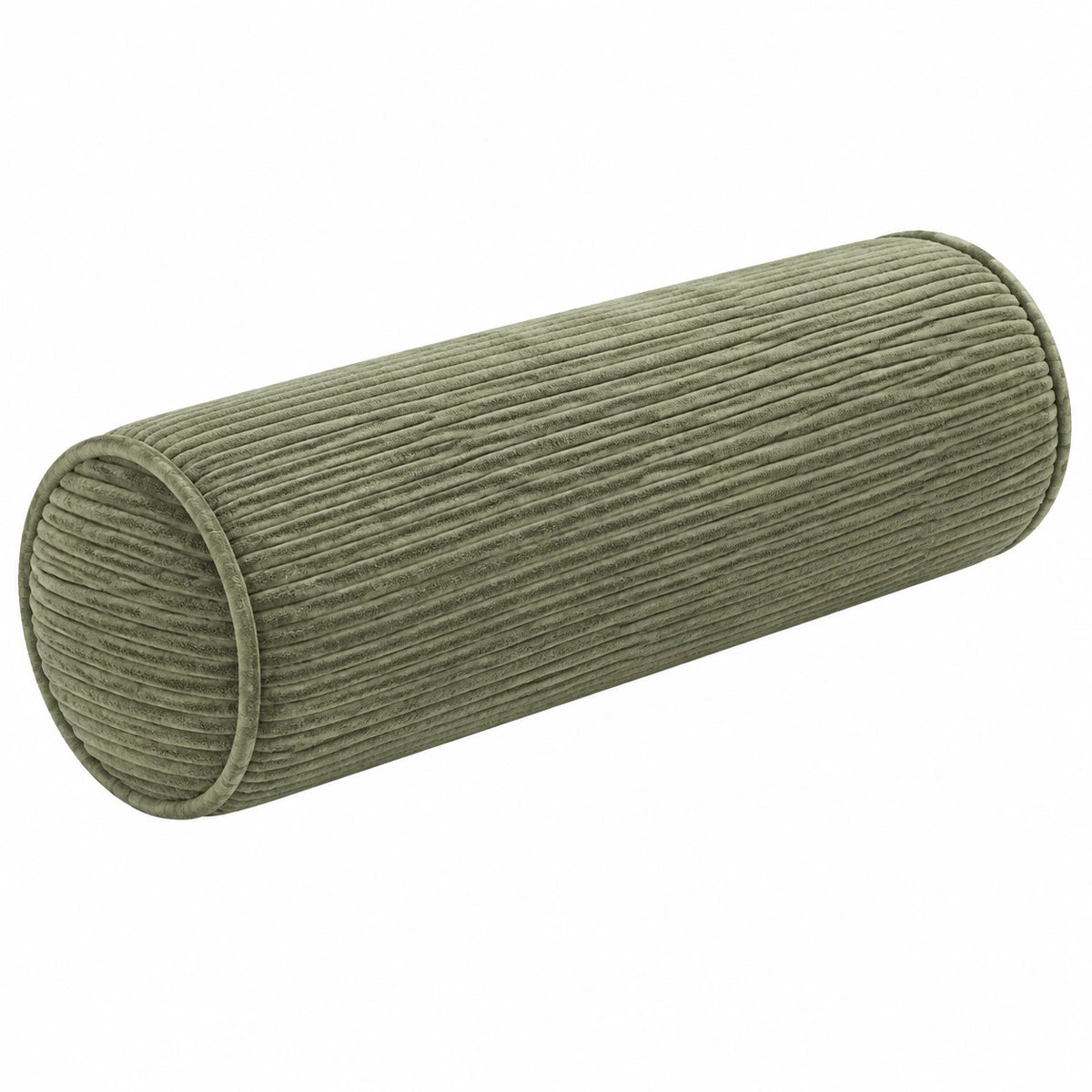 Cuscino cilindrico 20 x 50 cm in velluto a coste verde oliva - supporto decorativo