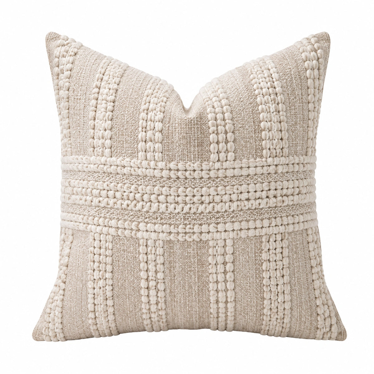 Cuscino decorativo quadrato 45 x 45 cm in tessuto beige con trama intrecciata