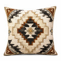 Cuscino decorativo quadrato 45 cm in tessuto beige marrone nero stile geometrico