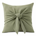 Cuscino decorativo 45 x 45 cm in velluto verde salvia con fiocco per divano stile elegante