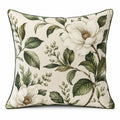 Cuscino decorativo quadrato 45 x 45 cm in tessuto beige e verde con stampa floreale stile botanico