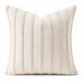 Cuscino decorativo 45 x 45 cm in tessuto avorio a righe stile boho