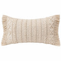 Cuscino decorativo rettangolare 50 x 30 cm in cotone beige con frange stile boho