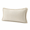 Cuscino decorativo 50 x 30 cm in tessuto beige con frange e trama geometrica