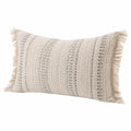 Cuscino decorativo rettangolare 50 x 30 cm in tessuto beige e grigio stile boho