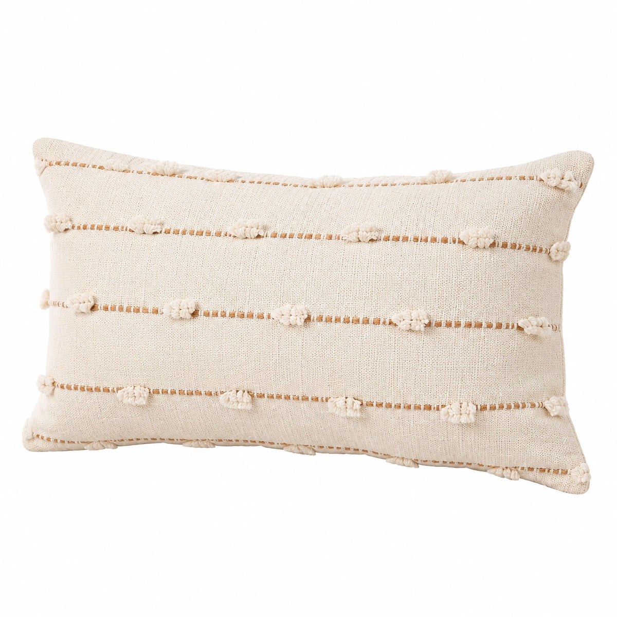Cuscino decorativo rettangolare 50 x 30 cm in tessuto beige stile boho