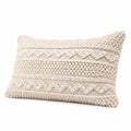 Cuscino decorativo rettangolare 50 x 30 cm in tessuto écru con trama boho