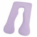 Cuscino a U 70 cm in tessuto minky lilla per riposo e sostegno