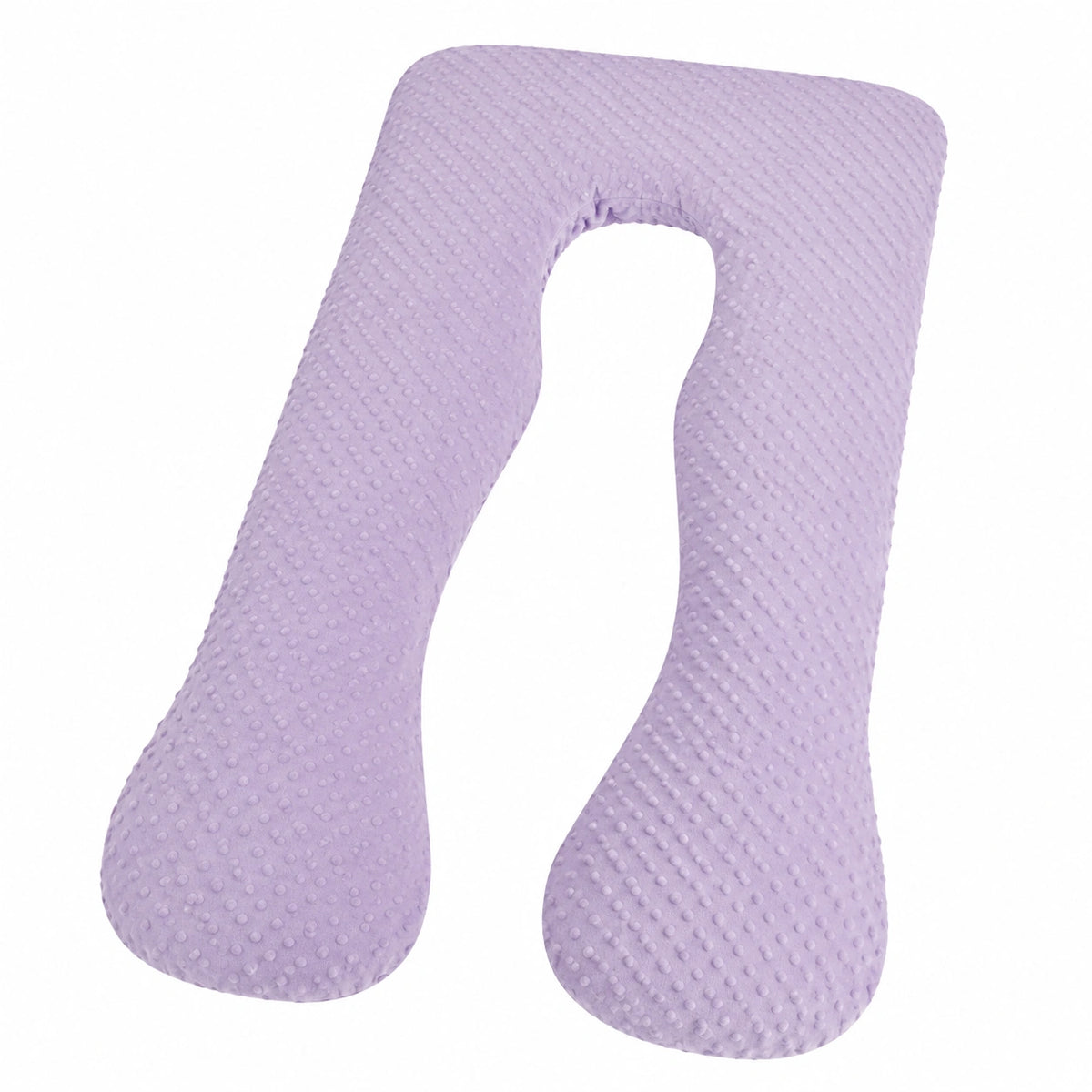 Cuscino a U 70 cm in tessuto minky lilla per riposo e sostegno
