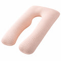 Cuscino gravidanza a U 140 cm in tessuto rosa trapuntato per supporto corpo