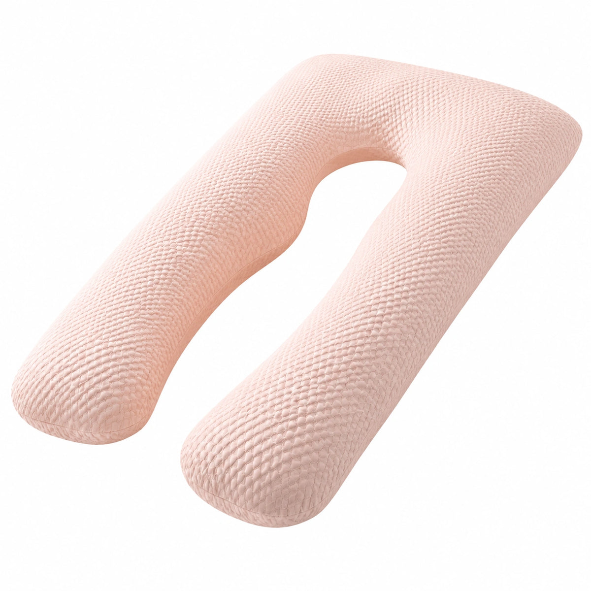 Cuscino gravidanza a U 140 cm in tessuto rosa trapuntato per supporto corpo