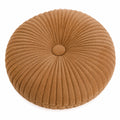 Cuscino decorativo rotondo 45 cm in velluto a coste marrone - imbottito con bottone centrale