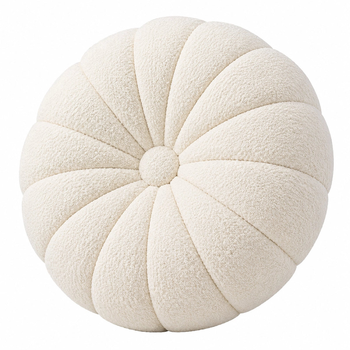 Cuscino decorativo rotondo 45 cm in tessuto bouclé crema - stile floreale