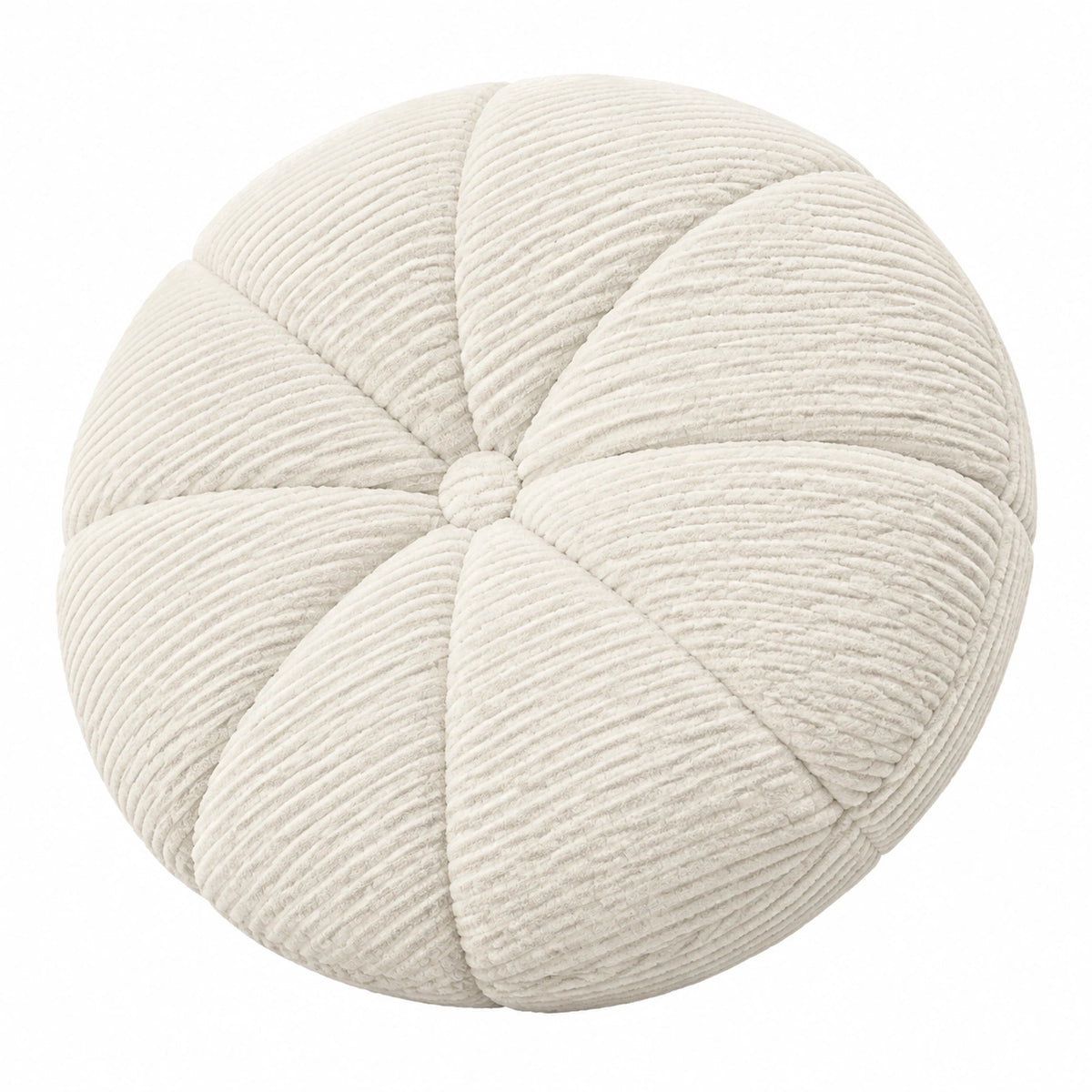Cuscino decorativo rotondo 45 cm in tessuto a coste bianco stile moderno