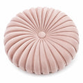 Cuscino decorativo rotondo 40 cm in velluto rosa con pieghe radiali