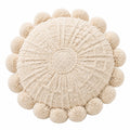 Cuscino decorativo rotondo 45 cm in cotone beige con pompon stile boho